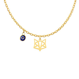 گردنبند طلا 18عیار دخترانه کرابو طرح روباه اوریگامی مدل Kr11098