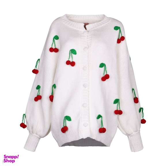 ژاکت زنانه گره استایل مدل cherry رنگ سفید