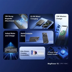 پاوربانک مغناطیسی اورایمو مدل MagPower 15 ظرفیت 10000 میلی آمپر ساعت