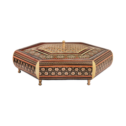 شکلات خوری خاتم کاری مدل پایه برنجی 6 گوش کد 26000021