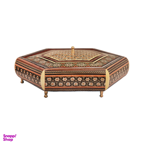 شکلات خوری خاتم کاری مدل پایه برنجی 6 گوش کد 26000021