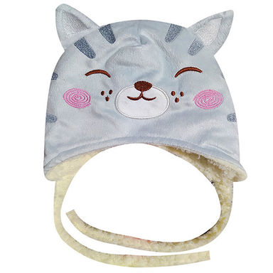 کلاه نوزادی آلیس مدل گربه کد Ab1 رنگ طوسی