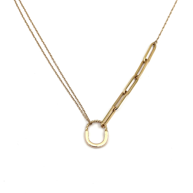 گردنبند طلا 18 عیار زنانه طرح قفل لاکی کد 1000