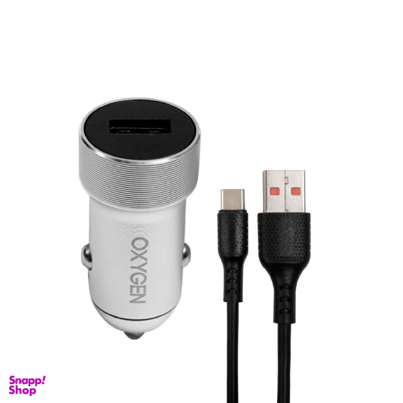شارژر فندکی 18 وات اکسیژن مدل AC-06 به همراه کابل تبدیل USB-C