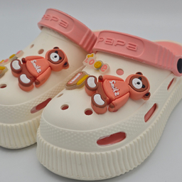 صندل بچگانه پاپا مدل کراکس کد 51649 رنگ کرم صورتی