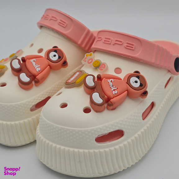 صندل بچگانه پاپا مدل کراکس کد 51649 رنگ کرم صورتی