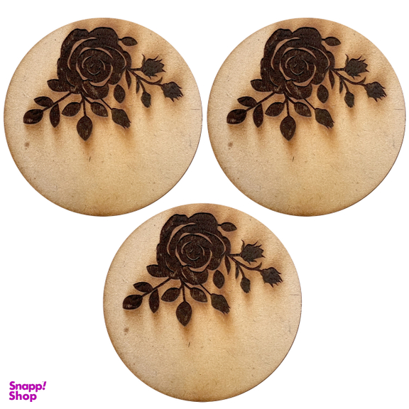 اسلایس چوبی خام مدل بوته گل رز کد 03 مجموعه 3 عددی