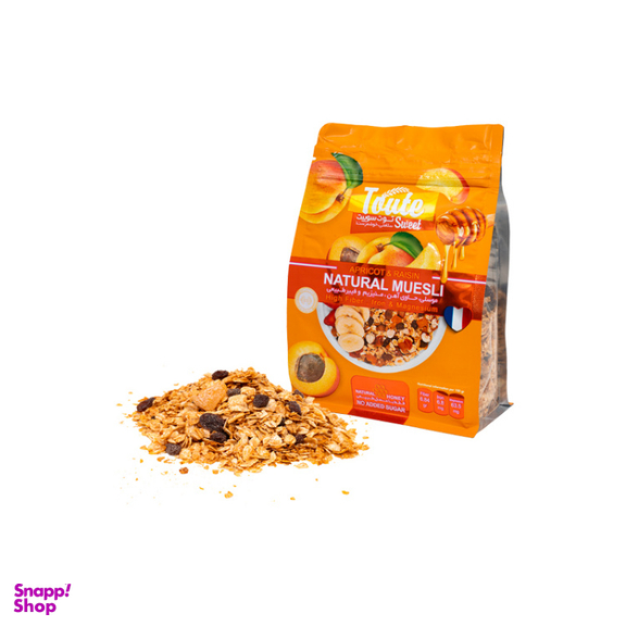 غلات صبحانه بدون شکر توت سوییت با زردآلو و کشمش وزن 350 گرم