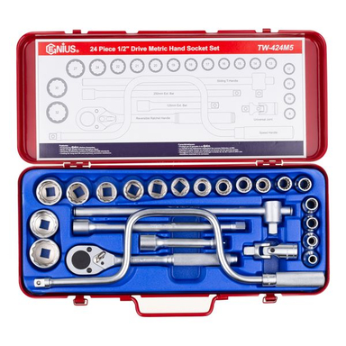 آچار بکس جنیوس تولز مدل TW-424M5 سایز 1/2 اینچ مجموعه 24 عددی