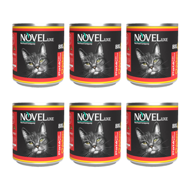 کنسرو گربه نوول لوکس مدل Chicken Liver وزن 800 گرم مجموعه 6 عددی
