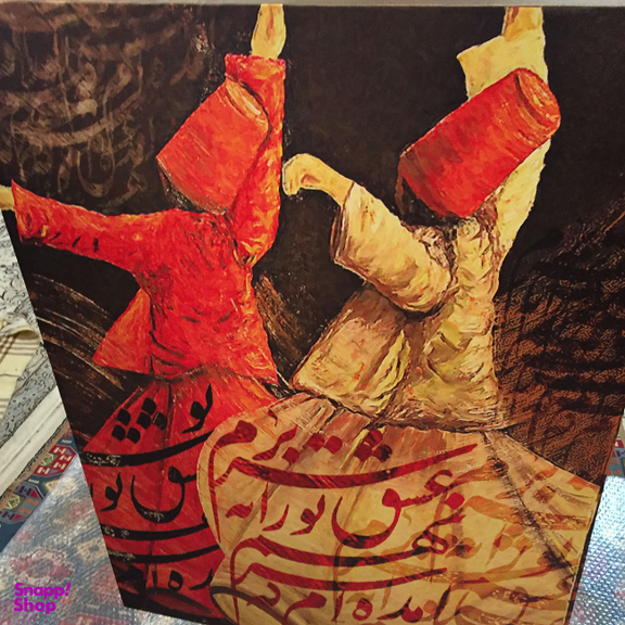 تابلو بوم نقاشی خط چارگوش طرح سمازن ها با شعر آمده‌ام که سر نهم عشق تو را به سر برم کد 6253