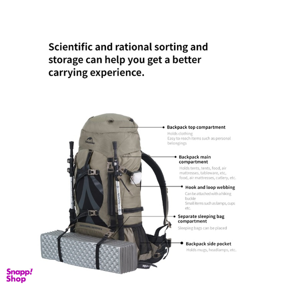 کوله 70 ليتر نیچرهایک مدل Mountaineering New V کد NH16Y065-Q