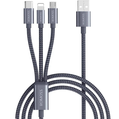 کابل تبدیل USB به MicroUSB/Lightning/Type-C روموس مدل CB25A طول 1.5 متر