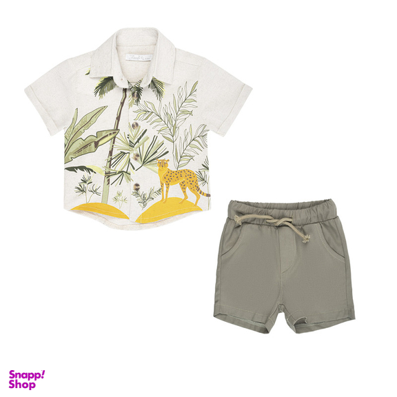 ست پیراهن و شلوارک پسرانه فیورلا مدل دنیای ببر کد 25050