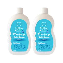 شامپو کودک و نوزاد مانا مدل سر و بدن حجم 750 میلی لیتر بسته 2 عددی