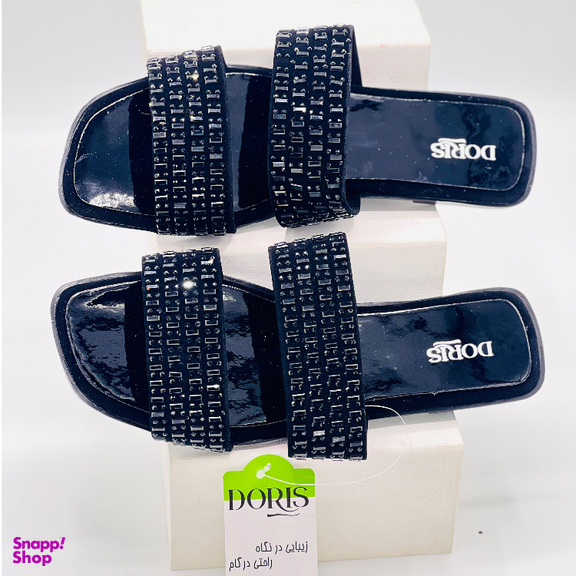 صندل زنانه دوریس مدل آسمان دو بند رنگ مشکی