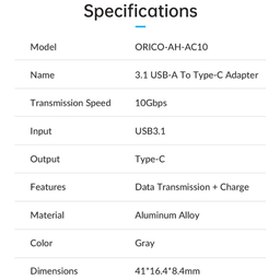 مبدل USB 3.1 به Type-C اوریکو مدل AH-AC10 Female Adapter