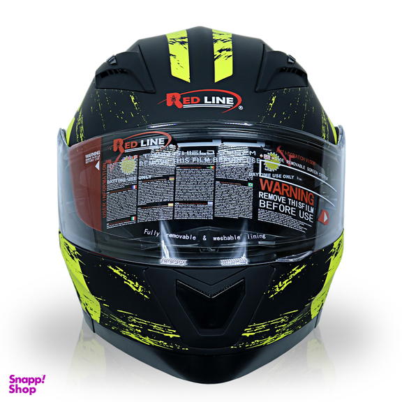 کلاه کاسکت فک متحرک ردلاین مدل 935 طرح مشکی زرد به همراه کاور