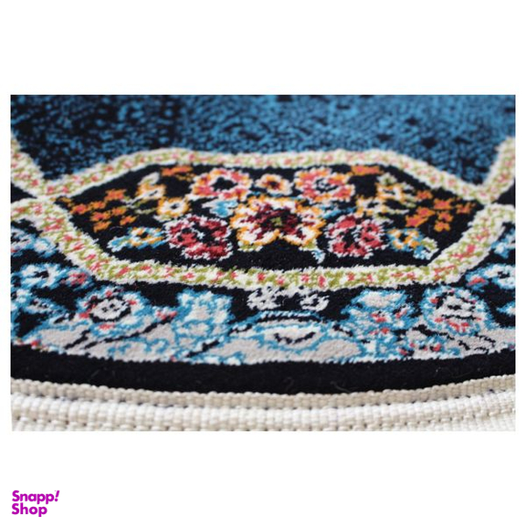 فرش ماشینی مدل دایره طرح هالیدی زمینه سرمه ای