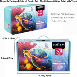 مداد رنگی 520 رنگ جعبه فلزی کالور طرح لاکپشت کد K520
