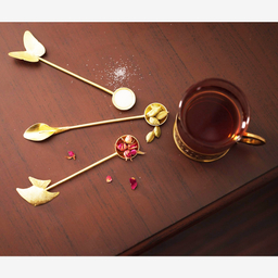 قاشق برنجی شربت خوری مدل گل شیپوری