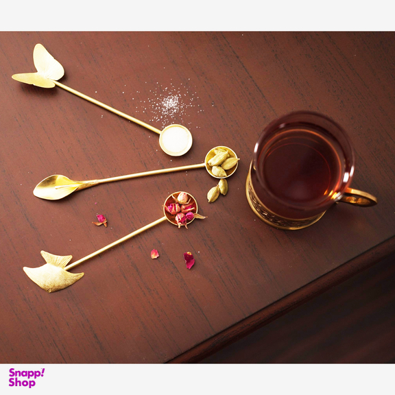 قاشق برنجی شربت خوری مدل گل شیپوری