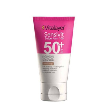 کرم ضد افتاب پوست حساس ویتالیر مدل سنسی ویت رنگ بژ طبیعی حجم 40 میلی لیتر