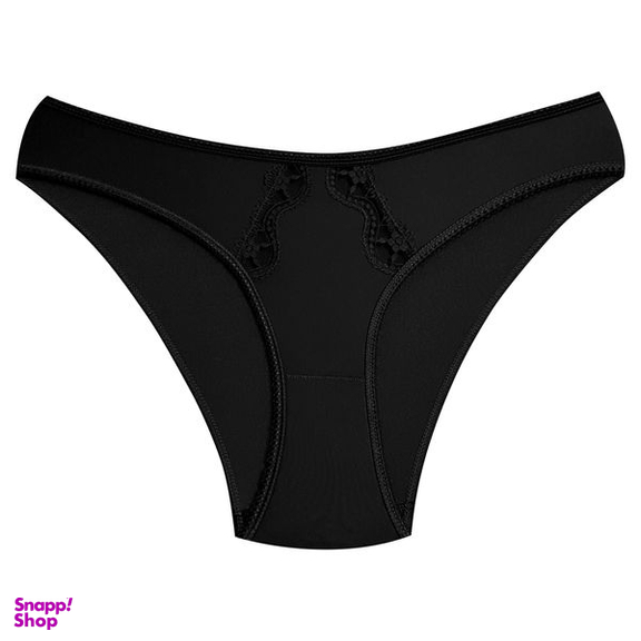 شورت زنانه لین مدل اسلیپ گیپور گلدار کد 4681-602 رنگ مشکی