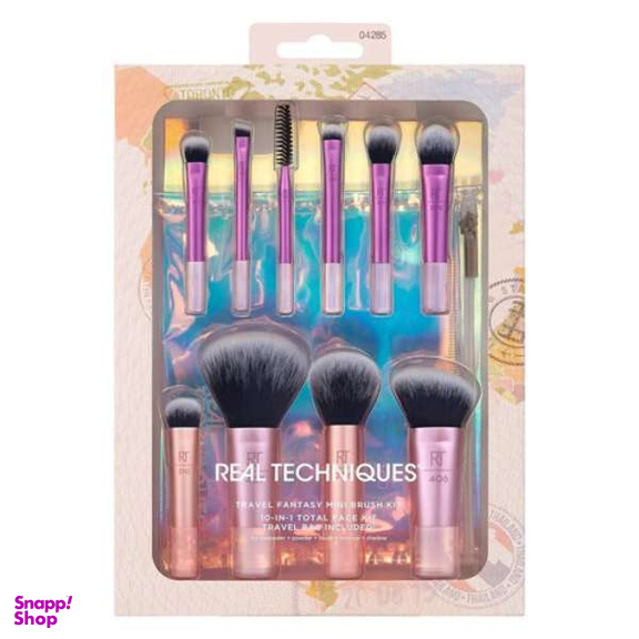 ست براش مسافرتی ده کاره به همراه کیف ریل تکنیک مدل Real Techniques Travel Mini Brush