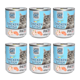 کنسرو گربه شهرپت مدل Chicken And Fish وزن 400 گرم بسته 6 عددی