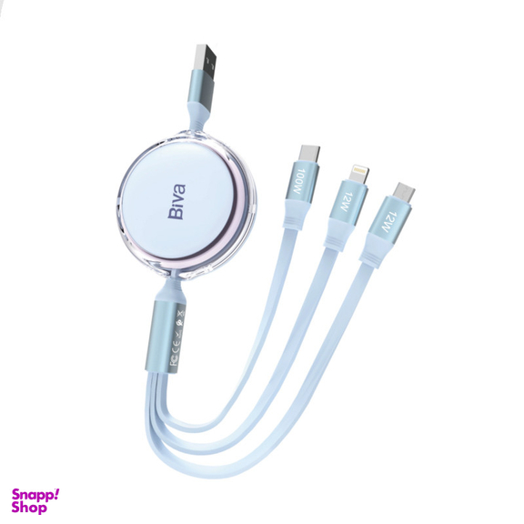 کابل تبدیل USB به لایتنینگ / MicroUSB / USB-C بیوا مدل C-22 طول 1.1متر