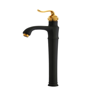 شیر روشویی اهرمی ایران گروه مدل هلن پایه بلند مشکی طلایی کد S52