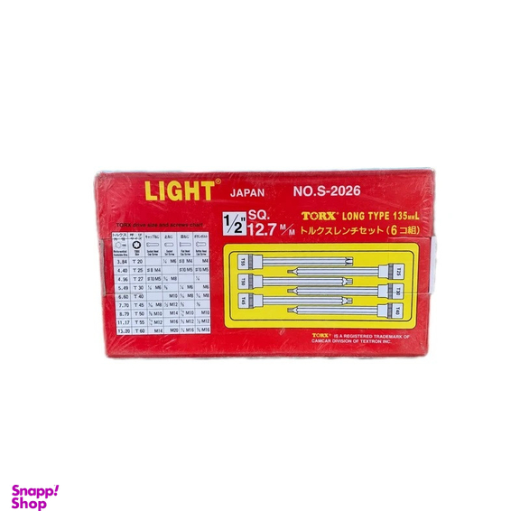 آچار آلن بکسی لایت مدل فوق بلند کد SMT-TORX-LONG-JAPN-LIGHT-1/2-S2026 مجموعه 6 عددی
