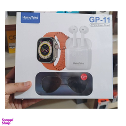 ساعت هوشمند هاینو تکو مدل GP-11 به همراه دو بند ساعت و عینک آقتابی و ایرفون بلوتوثی
