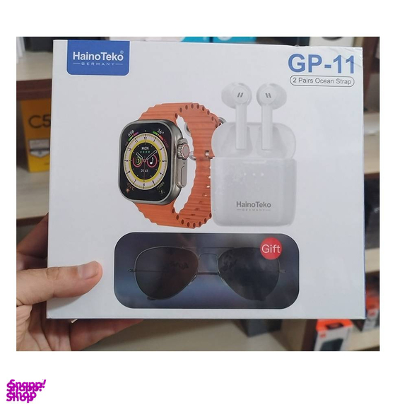 ساعت هوشمند هاینو تکو مدل GP-11 به همراه دو بند ساعت و عینک آقتابی و ایرفون بلوتوثی