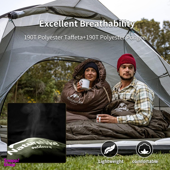 کيسه خواب 13- درجه نیچرهایک مدل U series Square With Hat cotton sleeping bag (U350) کد MSD07