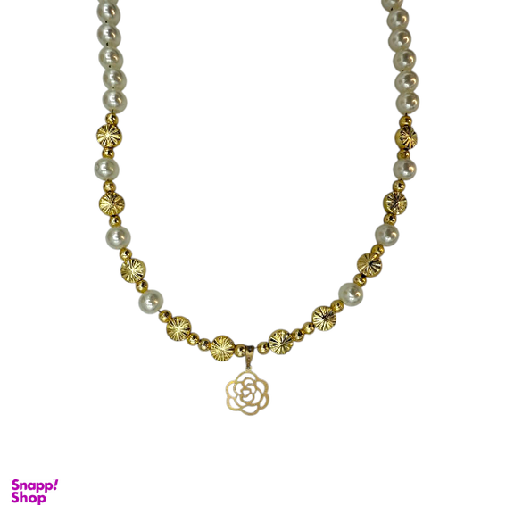 گردنبند طلا 18 عیار زنانه پانسی طرح گل رز کد nem5